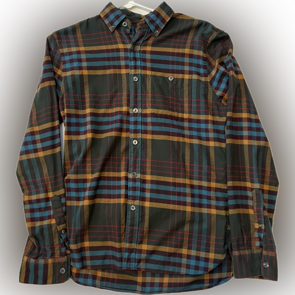 Todd Snyder Blue and Purple PLAID FLANNEL SHIRT size small